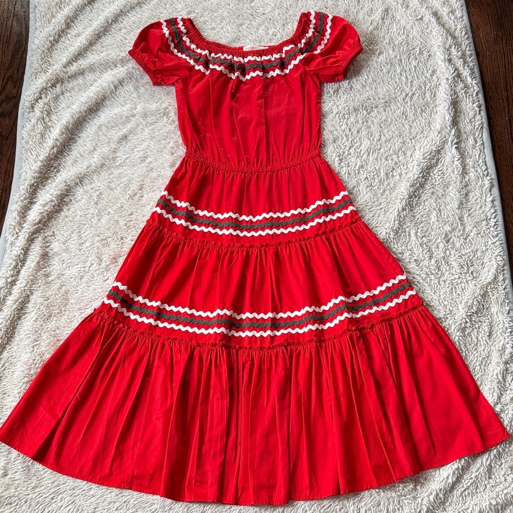 Tory Burch Red Tiered Peasant Dress Size XS - Picture 4 of 11